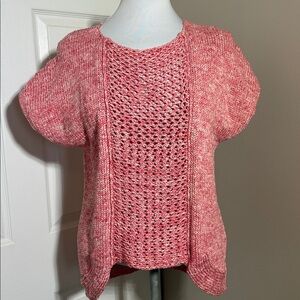 LAFAYETTE 148 New York 100% cotton short sleeve knit scalloped Sweater Size Med
